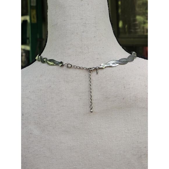Vtg Avon Silver Braided Herringbone Necklace 15" w/ 3" Extender Bold Chain 80s - Picture 7 of 8